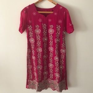 Hot Pink Dress with Sequin Detail